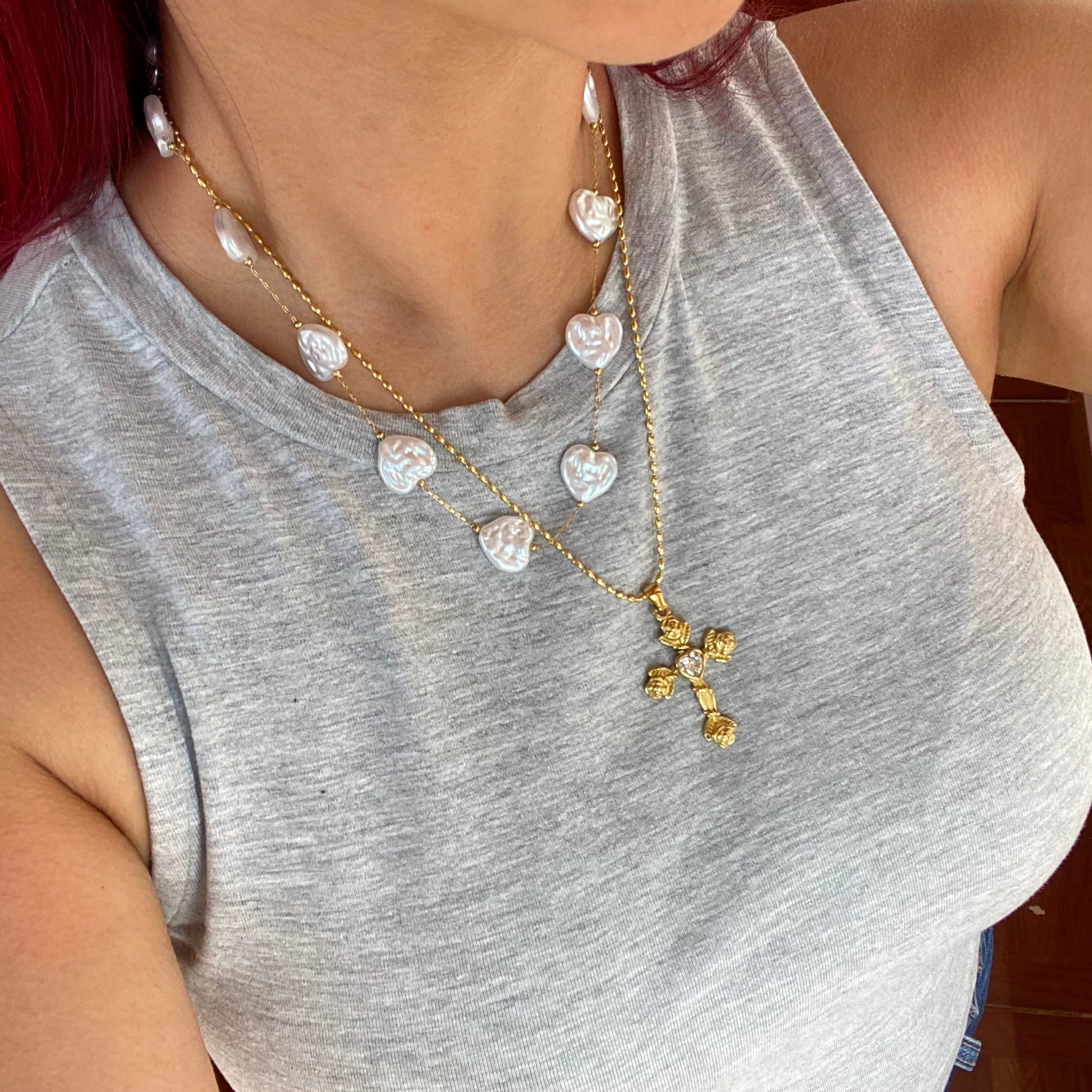Collar Perlas-Corazón